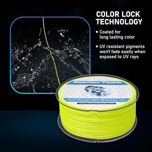 Reaction Tackle Braided Fishing Line - Pro Grade Power Performance for Saltwater or Freshwater Fish - Colored Fishing Line Braid for Extra Visibility thumbnail 8