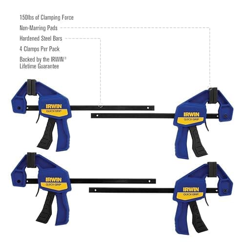 IRWIN QUICK-GRIP 1964758 One-Handed Mini Bar Clamp 4 Pack, 6" thumbnail 5