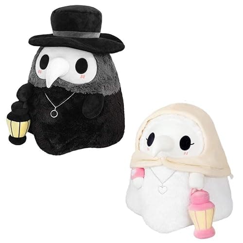 Kedejin 7.9'' New Medieval Steampunk Plague Beak Couple Plush Doll, Fluffy Plague Doctor Plush Toy Luminous Plush Toy, Soft Lovely Couple Doll Party Dance Props, Black thumbnail 5