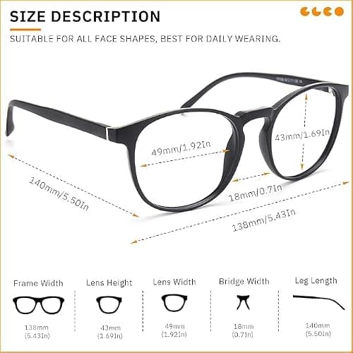 IBOANN Chic & Comfy Blue Light Glasses for Women - 3-Pack Round Frames, Screen-Ready Style with UV Protection Coating thumbnail 4