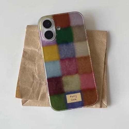 Reownest Handyhülle für iPhone 13/iPhone 14 Hülle, Cute Bunt Dopamin Kariert Muster Aesthetic Design mit Stoßfeste Kratzfeste Soft Case für Mädchen Frauen - Bunt thumbnail 9