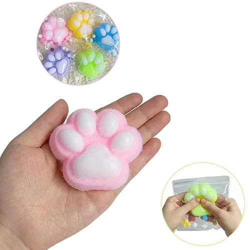 5 Pack Squishy Cat Paw Squeeze Toys, Cute Kawaii Squishies Sensory Mochi Toys, Stress Relieving Fur Ball OPP Packaging Gifts, Party Favors Soft Squishy Fidget Toys for Kids thumbnail 6