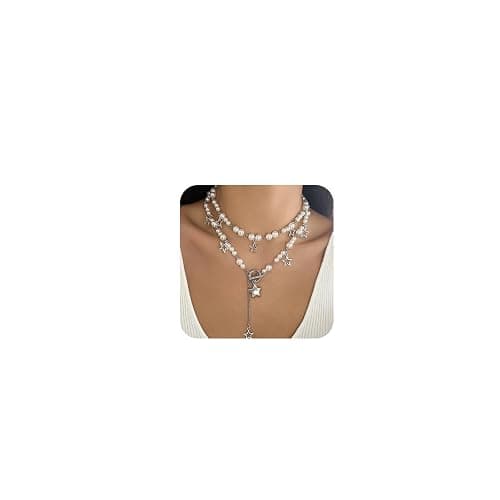 LAKIYOYO Silver Star Necklace Star Y2k Layered Necklace Chunky Stack Toggle Chain Summer Beach Jewelry with Silver Chains for Women - Image 1