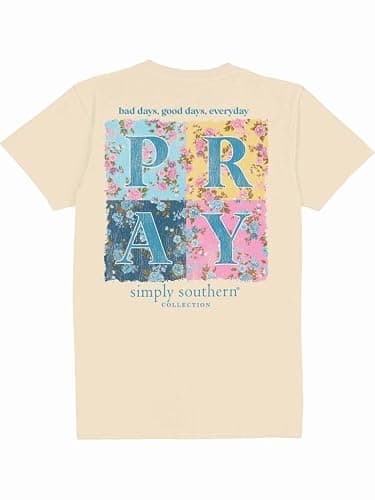Simply Southern Pray Relaxed Fit Short Sleeve Women's T-Shirt, Natural - Image 1
