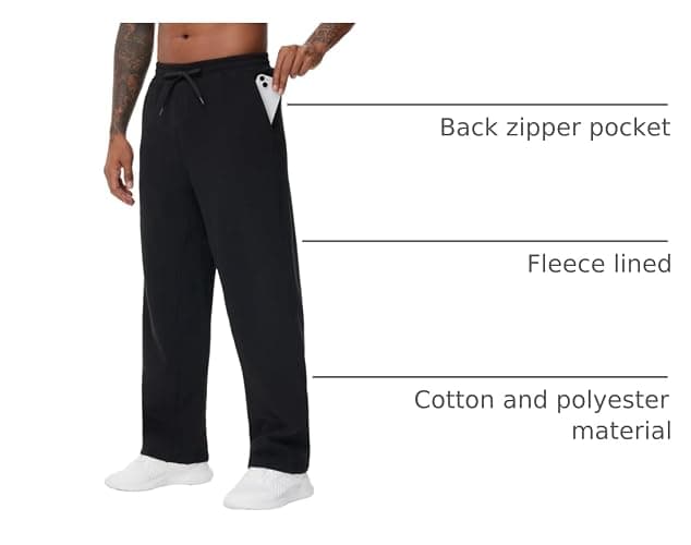 THE GYM PEOPLE Men's Baggy Fleece Workout Sweatpants with Pockets Drawstring Lounge Athletic Running Pants thumbnail 4