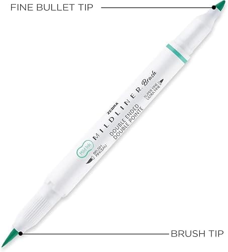 Zebra Pen MILDLINER Dual Tip Brush Pens, Felt Tip Pens For Adults, Bullet Tip & Brush Tip Colouring Pens, Double Ended Mildliner, Soft & Mild Colours, 10pk thumbnail 3