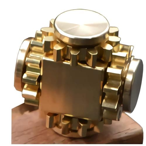 Bitopbi Pure Brass Fidget Cube Fidget Spinner Gears Linkage Fidget Toy Hand Spinner Metal DIY EDC Focus Meditation Break Bad Habits ADHD (Brass) - Image 1