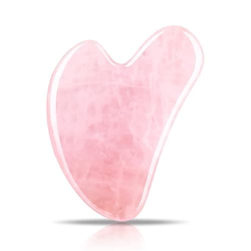 Contrybox Gua Sha Facial Tools, Rose Quartz Guasha Tool for Face & Eye, Puffiness Reducing & Jawline Sculpting Face Stone Gua Sha Tools for Skin Care Woman GuaSha Stone Tool, Pink - Image 1
