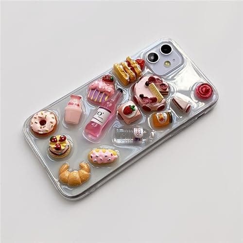 KINGMINOS Cute Dessert Phone Case, Funny 3D Breadcake Simulation Food Case for iPhone 15 14 13 12 11 Pro Max, Handmade Clear Food Cases Cover, Gift for Her (iPhone 13 Pro Max) thumbnail 2