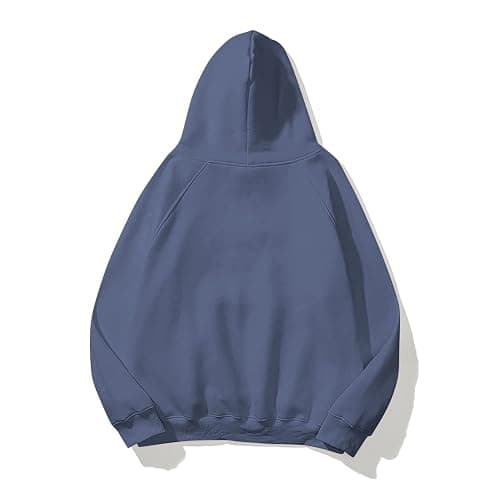 Lauweion Women Solid Basic Fleece Letter Loose Hoodie Sweatshirt Long Sleeve Kangaroo Pocket Drop Shoulder Pullovers Top thumbnail 2