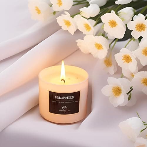 Chloefu LAN Fresh Linen Candles Laundry Candles Non-Toxic Air Freshening Scented Candle Decorative Pet Odor Eliminator for Home Luxury Scented Soy Jar Candle for Bathroom Decor 7.1 oz 2 Pack thumbnail 4
