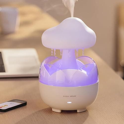 Cenroelon Rain Cloud Humidifier Water Drip Humidifier with Remote Oil Diffusers Lamp Mushroom Humidifier for Bedroom US Plug thumbnail 2