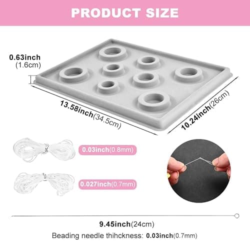 Bracelet Bead Board with 2 Rolls Jewelry Bead Threads and Beading Needle for Jewelry Bracelet Making Supplies(Color:as Shown) thumbnail 3