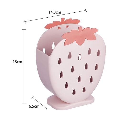 AKOAK 1 Pack Strawberry Chopsticks Stand, Cutlery Storage Box, Suitable for Storing Spoons, Chopsticks, Spoons, Knives and Other Kitchen Utensils (Light Pink) thumbnail 3