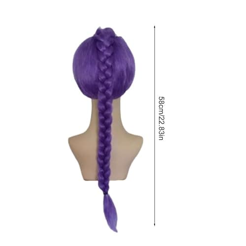Anime Hunters R-umi Wig, Purple Hair Extensions Cosplay Hair, Purple Braiding Hairs Demon Cosplay For Kids & Adults, Adjustable Cap, Realistic Christmas Anime Costume Wig, Fan Collection thumbnail 6