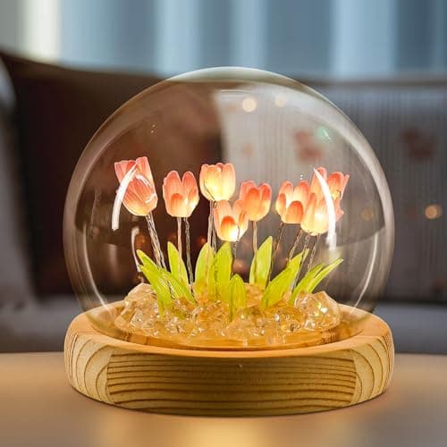 ONXE Tulip Night Light LED Decorations Lamp,Glass Artificial Tulips Bedroom Flower Table Lamp,Birthday Mothers Day Gifts for Girlfriend Mom Women Her Wife Sister Girls - Image 1