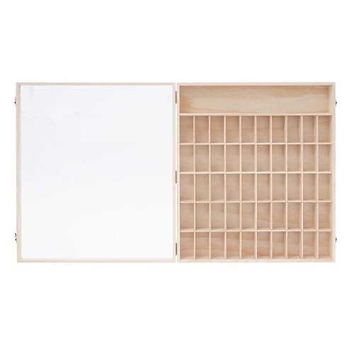 Wooden Wall Mount Display Case, Display Case with 50 Slots & One Shelf for Minifigures Action Figures, Display Cabinet Rack Holder Shadow Box with Acrylic Door Shot Glass Storage Case thumbnail 8