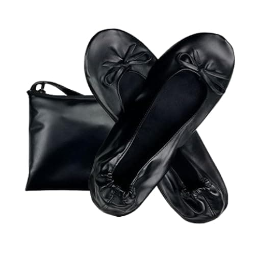 ccafgho Women's Foldable Ballet Flats Portable Slip-On Shoes for Wedding, Travel, Work & Driving - Image 1