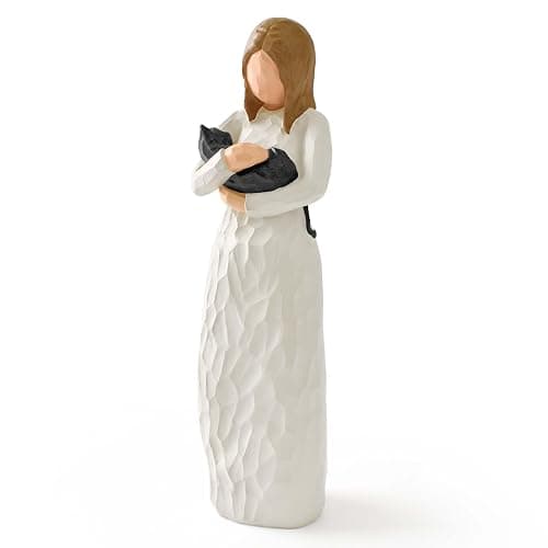 Cuayaes Black Cat Memorial Gifts for Women, Cat Ornaments for Pet Lovers Home Decor, Resin Pet Friendship Guardian Angel Statue, Loss of Pet Bereavement Gifts - Image 1