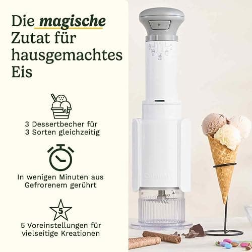 Cuisinart FreezeWand Eismaschine – 5in1 Eiscreme, Sorbet, Milchshake, Slushie – 3 Becher – Vegan, laktosefrei, proteinreich – 5 Min. Zubereitung – Kompakt & tragbar, Weiß/Grau thumbnail 2