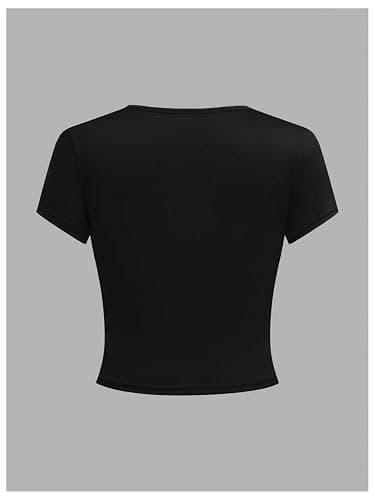 SOLY HUX Girl's Crop Tops 4 Piece Short Sleeve Crew Neck T Shirts Solid Basic Slim Fit Tee thumbnail 4