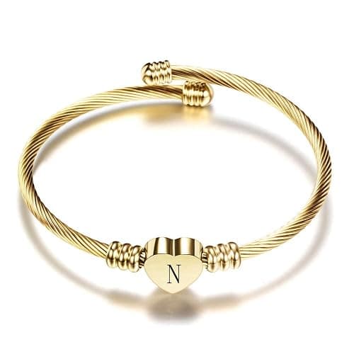 VQYSKO Gold Bracelets for Girls-A to Z Stainless Steel Heart Initial Girl Jewellery, Birthday Gifts for Girls - Image 1