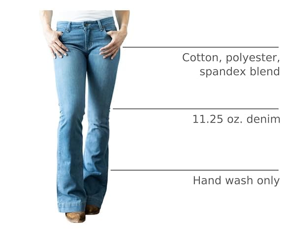 Kimes Ranch Women's Lola Soho Fade Western Mid-Rise Wide Flare Leg Light Wash Tri-Blend Denim Blue Jeans thumbnail 4