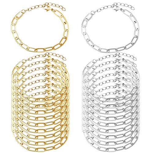 20pcs Chain Bracelets Kit Alloy Link with Lobster Clasps for Christmas DIY Women Jewelry Findings Bracelet Making (Gold & Silver) - Image 1