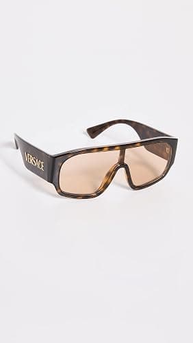 Versace VE 4439 108/73 Havana Plastic Shield Sunglasses Brown Lens thumbnail 2