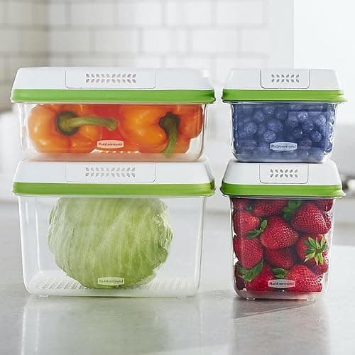 Rubbermaid FreshWorks Produce Saver, Medium and Large Storage Containers, With Lids, 8-Piece Set thumbnail 3