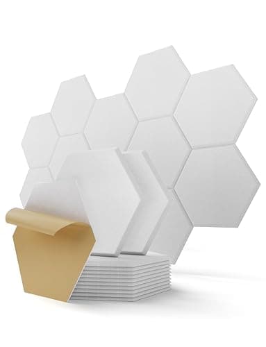Hexagon Acoustic Panels Self-Adhesive, 12 Pcs High Density Soundproofing Panels for Ceiling/Door/Wall Decoration and Acoustic Treatment (12" X 10.5" X 0.4") - Image 1