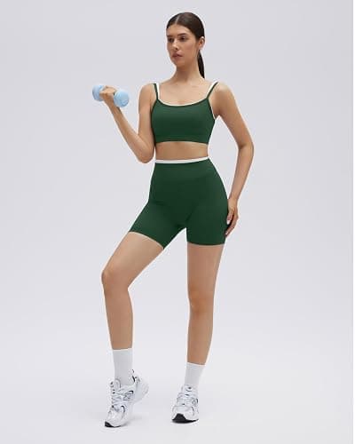 SUUKSESS Women 2 Pieces Workout Sets Padded Spaghetti Straps Camis High Waist Biker Shorts thumbnail 6