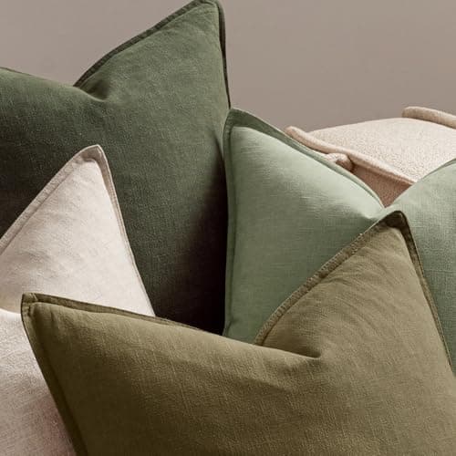MIULEE Green and White Pillow Covers Pack of 4 Decorative Natural Solid Throw Pillow Covers Soft Accent Boho Farmhouse Couch Pillowcases Modern Spring Decor for Living Room Bed Sofa 20x20 Inch thumbnail 6