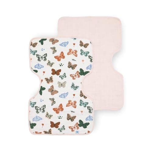 Little Unicorn Ultra-Absorbent Premium Burp Cloth 2 Pack | Soft on Baby's Skin | Larger Size | Ergonomic Design | Set of 2 (Butterflies) - Image 1