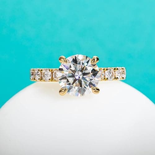 AnuClub Moissanite Engagement Ring, Total 4.3cttw D Color Round/Oval/Asscher Cut, 925 Sterling Silver Promise Anniversary Rings for Women, Elegant Gift Packed - Yellow Gold - 8.5 thumbnail 8