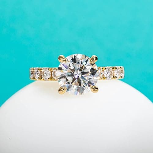 AnuClub Moissanite Engagement Ring, Total 4.3cttw D Color Round/Oval/Asscher Cut, 925 Sterling Silver Promise Anniversary Rings for Women, Elegant Gift Packed - Yellow Gold - 8.5 thumbnail 8