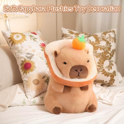 NXNYNZ 12 Inch Cute Capybara Plush Kawaii Soft Capybara Plush Doll Pillow with Bread Capybara Stuffed Aniamls Toys for Girls Children Adults Birthdays Valentines Gift (Capybara Stuffed Animals) thumbnail 2
