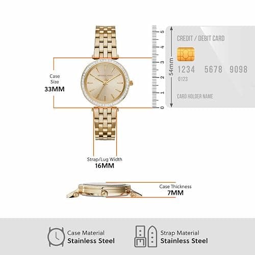 Michael Kors Montre Darci pour Femme, Mouvement à Quartz Trois Aiguilles Ton Or avec Bracelet en Acier Inoxydable thumbnail 4
