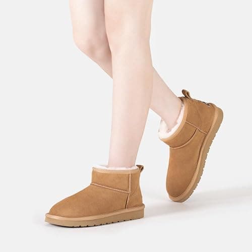 EVERAU Women Finch Ultra Mini Classic Boots Womens Warm Ankle Winter Sheepskin Suede Water Resistant Boots thumbnail 2