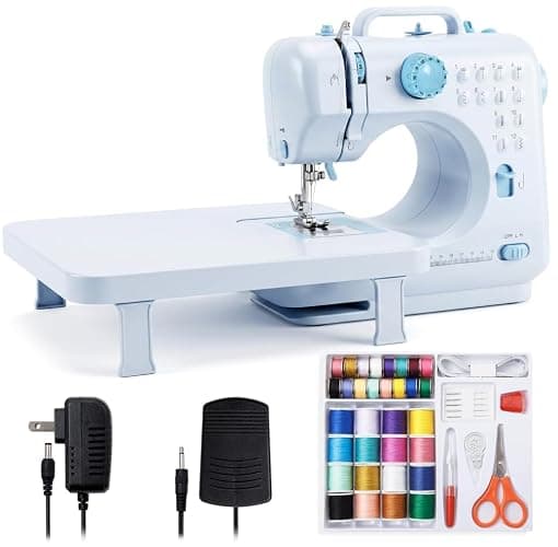 Nähmaschine Anfänger Nähmaschine für Dicke Stoffe Mit Zubehör und Nähtisch Overlock Mini Kleine Elektrisch Nähmaschine Erwachsene und Kider 12 Eingebaute Stiche mit Spulen mit 42 Stück Näh - Image 1
