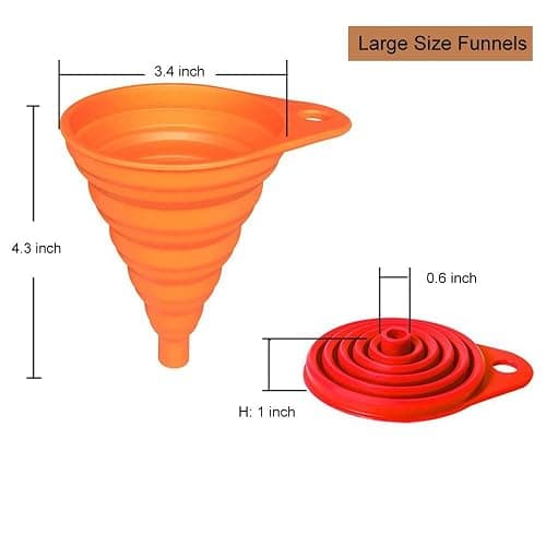 KongNai Kitchen Funnel Set 4 Pack, Small and Large, Kitchen Gadgets Accessories Foldable Silicone Collapsible Funnels for Filling Water Bottle Liquid Transfer Food Grade thumbnail 2