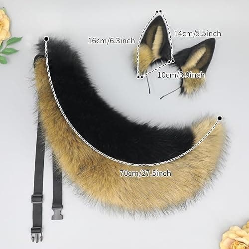 JUNBOON Cat Wolf Fox Tail Faux Fur Ear Headband Set Adult Halloween Xmas Fancy Party Cosplay Costume Gifts thumbnail 2