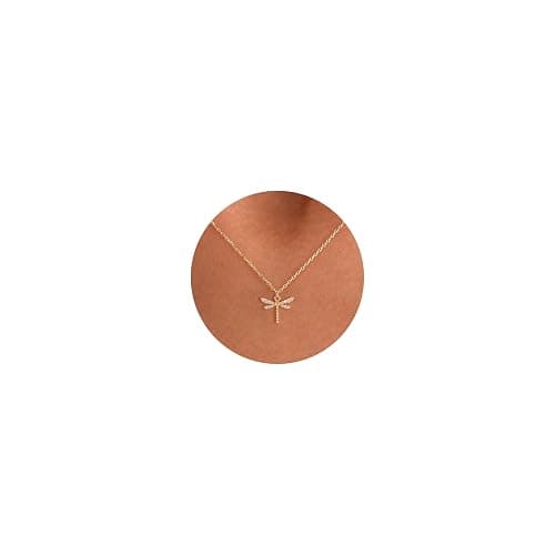 GUOKE 14K Gold Plated Dainty Pendant Butterfly Bead Boot Bee Baseball Flower Compass Airplane Heart Hummingbird Tree Necklace Simple Jewelry Gift for Women thumbnail 2
