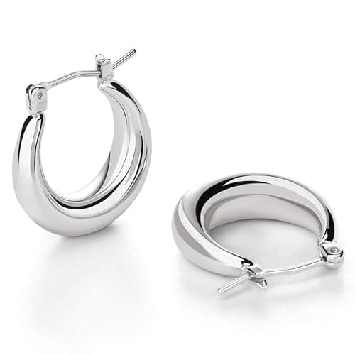LILIE&WHITE Chunky Silver Hoop Earrings for Women Cute Fashion Hypoallergenic earrings Minimalist Jewelry Gift - Image 1