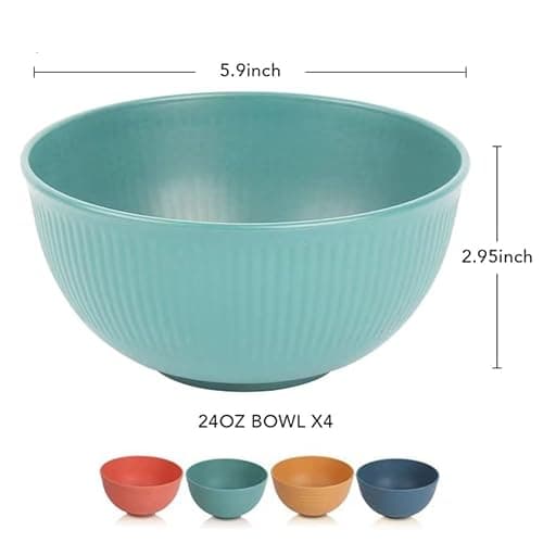 PUPOPIK Cereal Bowls Unbreakable 24 OZ, Plastic Bowls Reusable Light Weight Bowl, Microwave and Dishwasher Safe BPA Free Cereal Bowls heat Straw Bowl for Serving Soup and Salad thumbnail 2