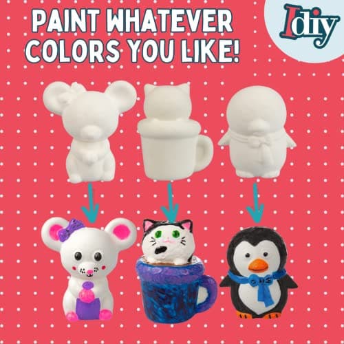 DIY Jumbo Animal Squishies 3.5" -6" (12pc) & Fabric Paint (12 Bottles) Combo Pack- White Kawaii Slow Rising Squishy Toys for Drawing, Painting, Decorating - Scented Stress Relief Craft thumbnail 3