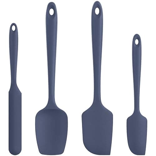 Heat Resistant Silicone Spatula Set: U-Taste 600ºF High Temp Seamless Food Grade Food Grade Flexible Rubber Silicon Kitchen Cooking Mixing Baking Scraper for Nonstick Cookware Set of 4 (Midnight Blue) - Image 1