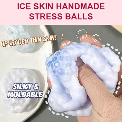 Crunchy Squishy Noisy Stress Balls Ice Skin Fidget Sensory Toys,Crunchy Stress Ball, Slow Rise Squishy Fidget Toy for Anxiety Relief, Handmade Moldable Squeeze Ball for Kids Adults (2*Purple) thumbnail 4
