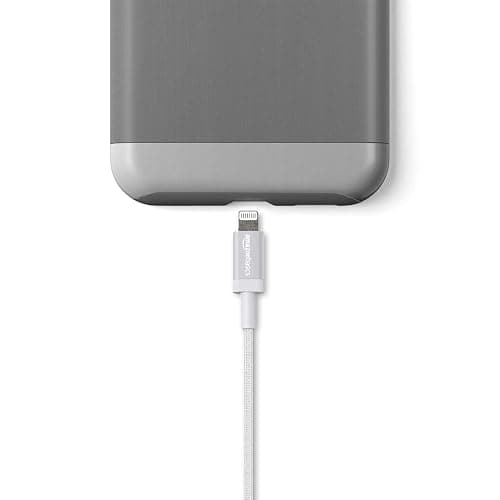 Amazon Basics USB-A to Lightning Charger Cable, Nylon Braided Cord, MFi Certified Charger for Apple iPhone 14 13 12 11 X Xs Pro, Pro Max, Plus, iPad, 6 Foot, Silver thumbnail 4