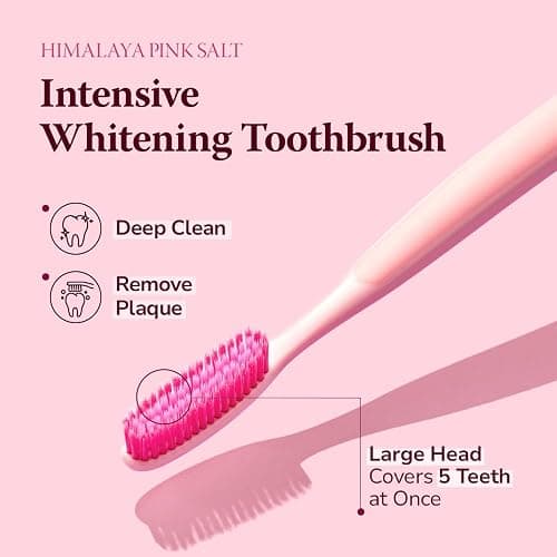 HIMALAYA PINKSALT Intensive Clean Toothbrush - Extra-Large Toothbrushes for Adults, Plaque Remover for Teeth, Tapered Bristles Gentle on Teeth and Gum, Deep Clean Toothbrush thumbnail 2